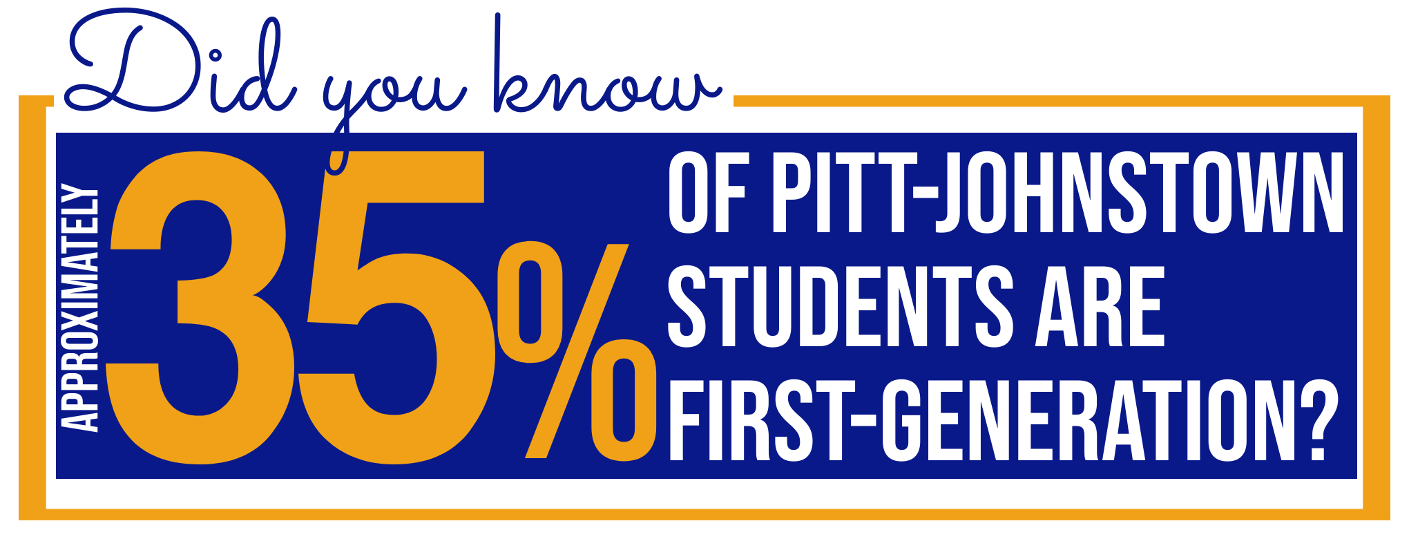 Did you know approximately 35 percent of Pitt-Johnstown students are first-generation?